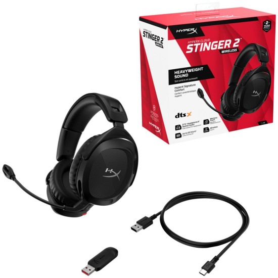 HyperX Cloud Stinger 2 Wireless Gaming Headset up to 20 Hours Battery & 20m w/ Range USB Dungle