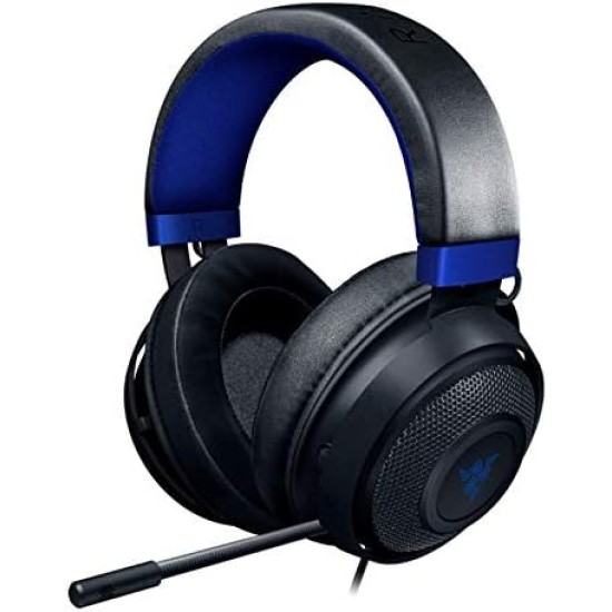 Razer Kraken Gaming Headset: Lightweight Aluminum Frame - Retractable Noise Isolating Microphone - for PC, PS4, PS5, Switch, Xbox One, Xbox Series X & S, Mobile - 3.5 mm Headphone Jack - Black/Blue