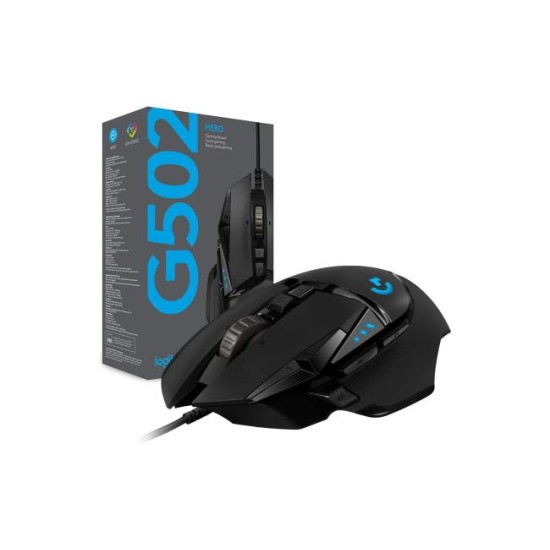 Logitech G502 HERO, Fully Programmable 11 Buttons W/ Hero 25K Sensor RGB High Performance Gaming Mouse (Comes w/ Leather Cord) Logitech G502 HERO, Fully Programmable 11 Buttons W/ Hero 25K Sensor RGB High Performance Gaming Mouse (Comes w/ Leather Cord)