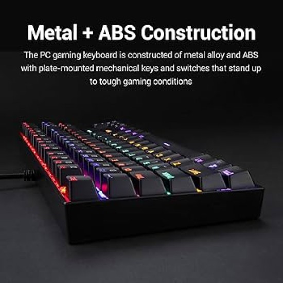 Redragon K552 KUMARA 87 Keys Mechanical Gaming Keyboard RGB LED Backlit Wired Anti-Dust Proof Blue Switches - Black كيبورد