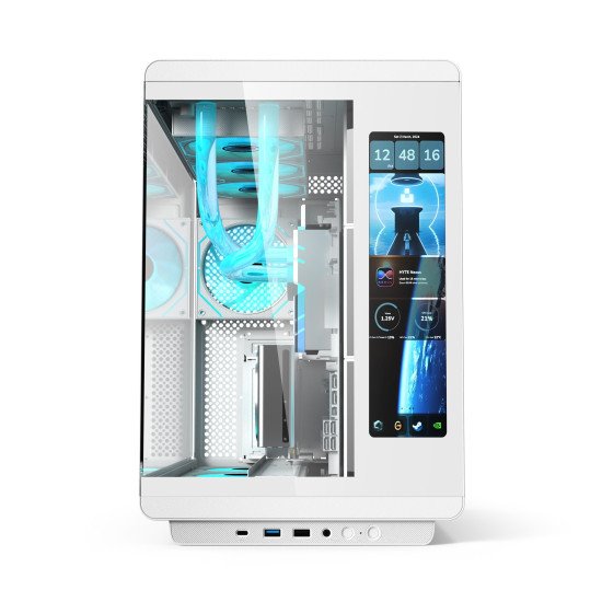 SOEYI U600 Dual Chamber ATX Mid Tower Modern Aesthetic Gaming Pc Case with 2.5K LCD